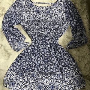 Greek print blue and white Dress